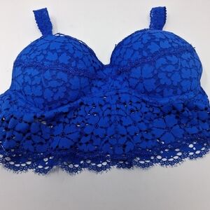 Pink Blue Lace Bralette Size S/P
